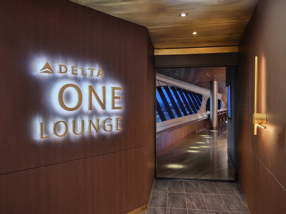 entrance to new Delta One lounge at Boston Logan International Airport