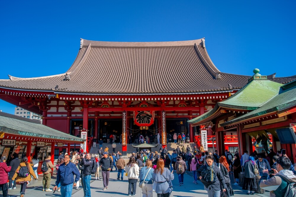 Tourists at Sensoji Temple in Tokyo